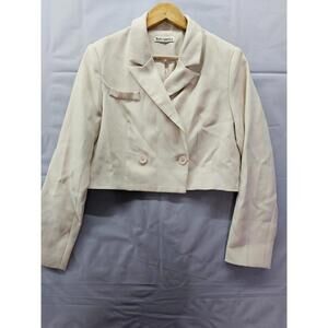 Luvamia Cream Cropped Double Breasted Blazer Jacket Size M Structured